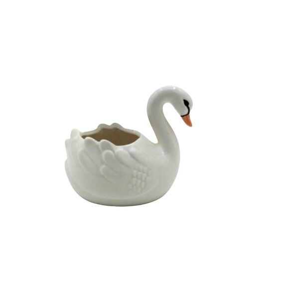 Vintage White Porcelain Swan Planter by St. Nicholas – Elegant Ceramic Decor - Picture 3 of 3